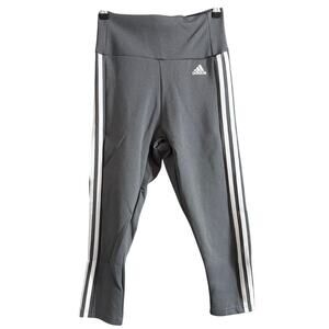 Adidas Women's 3-Stripes 3/4 Length Leggings Heather Gray White Size Small S New